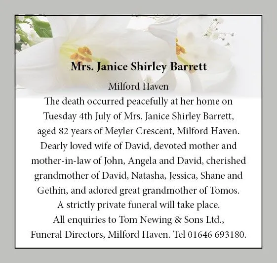 Mrs. janice shirley barrett